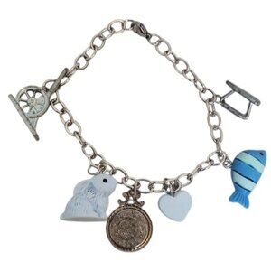 Hand Crafted Stainless Steel Rabbit Fish Monopoly Piece Charm Bracelet